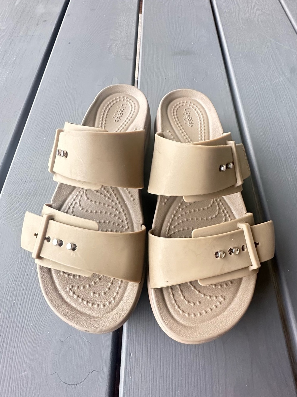 Crocs Women's Brooklyn Buckle Low Wedge Sandals Sz 5